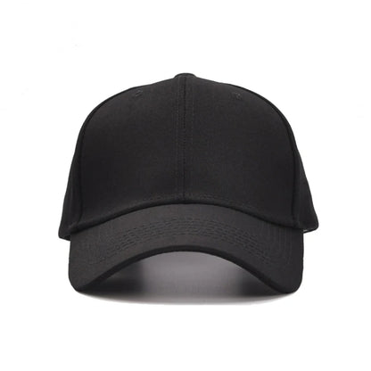 Unisex Black Baseball Cap Polyester Solid Color Adjustable Strap