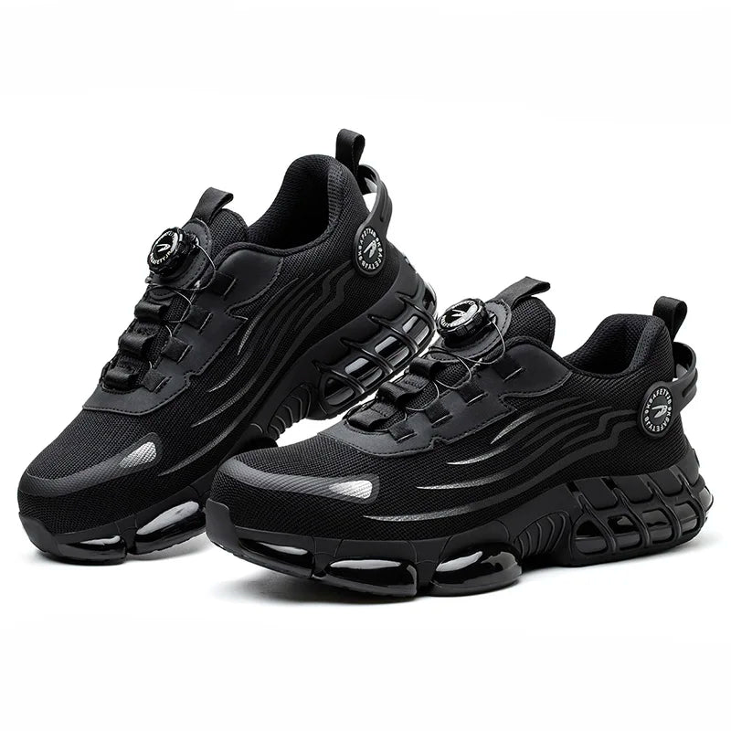 Rotating Button New Safety Shoes Men Anti-smash Anti-puncture Work Shoes Fashion Men Sport Shoes Security Protective Boots Men