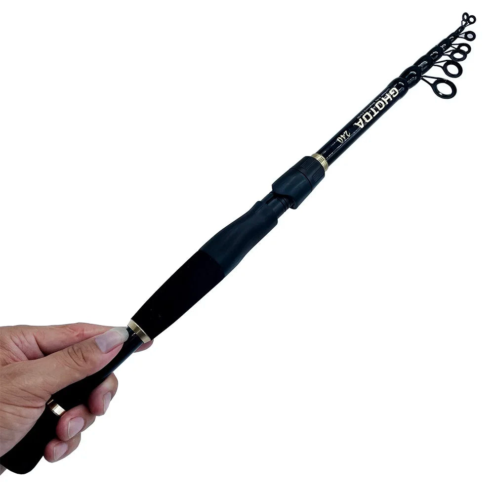 1.6-2.4m Telescopic Fishing Rods Ultralight Weight Spinning Casting Carbon Pole Fishing Accessories Lure Weight 10-30g