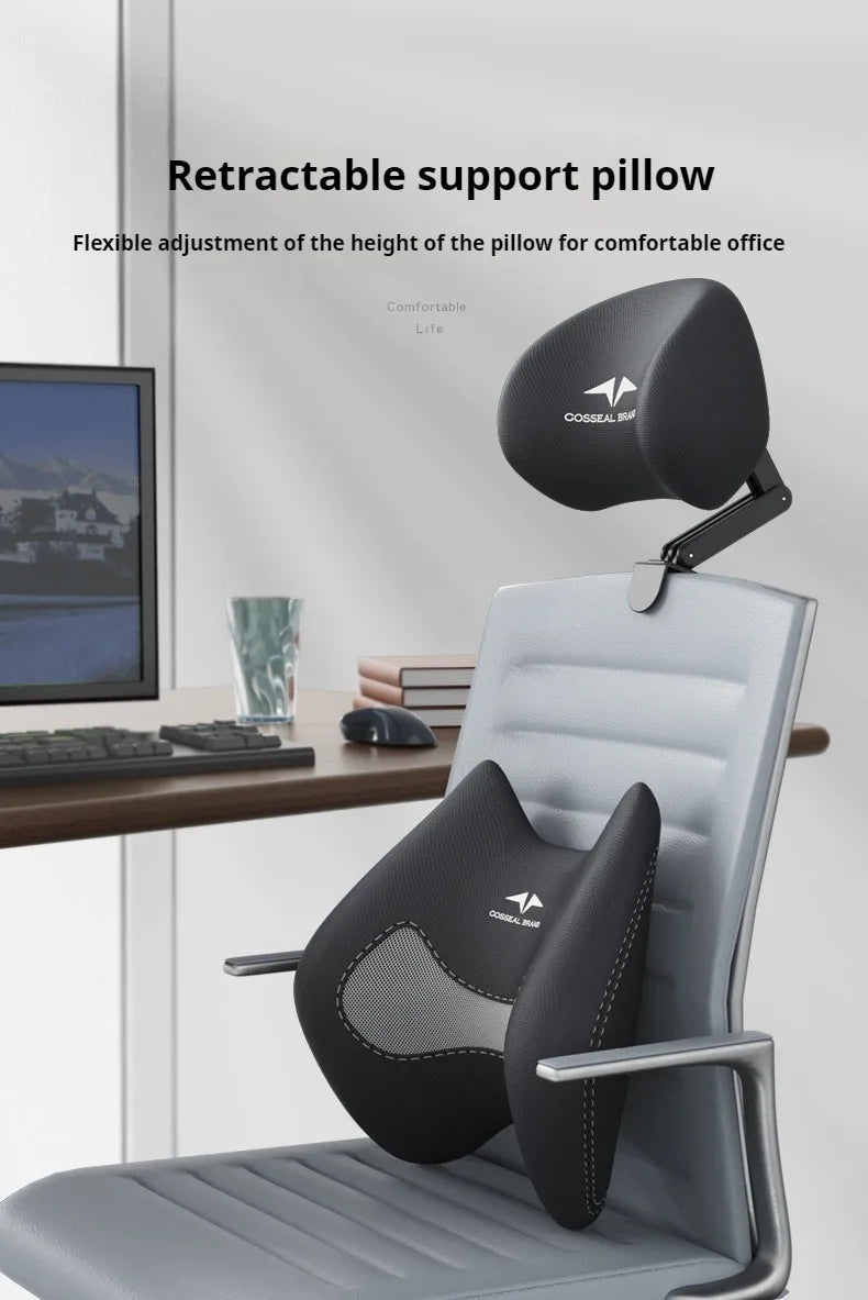 New Office Chair Adjustable Headrest Ergonomically Designed Retractable bracket Pillow Waist Protection Cushion Comfortable Rest