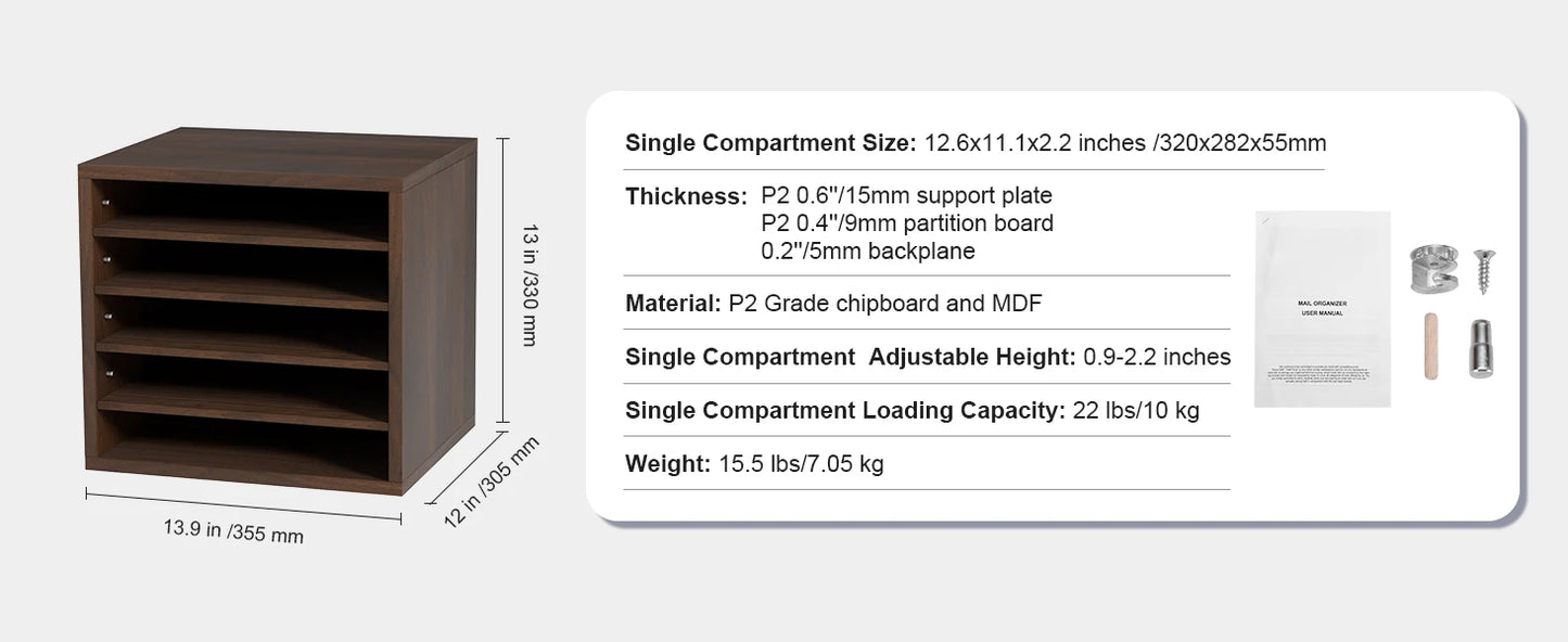 SucceBuy Literature Organizers with Adjustable Shelves Wood Literature Sorter for Office Home Classroom Mailrooms EPA Certified