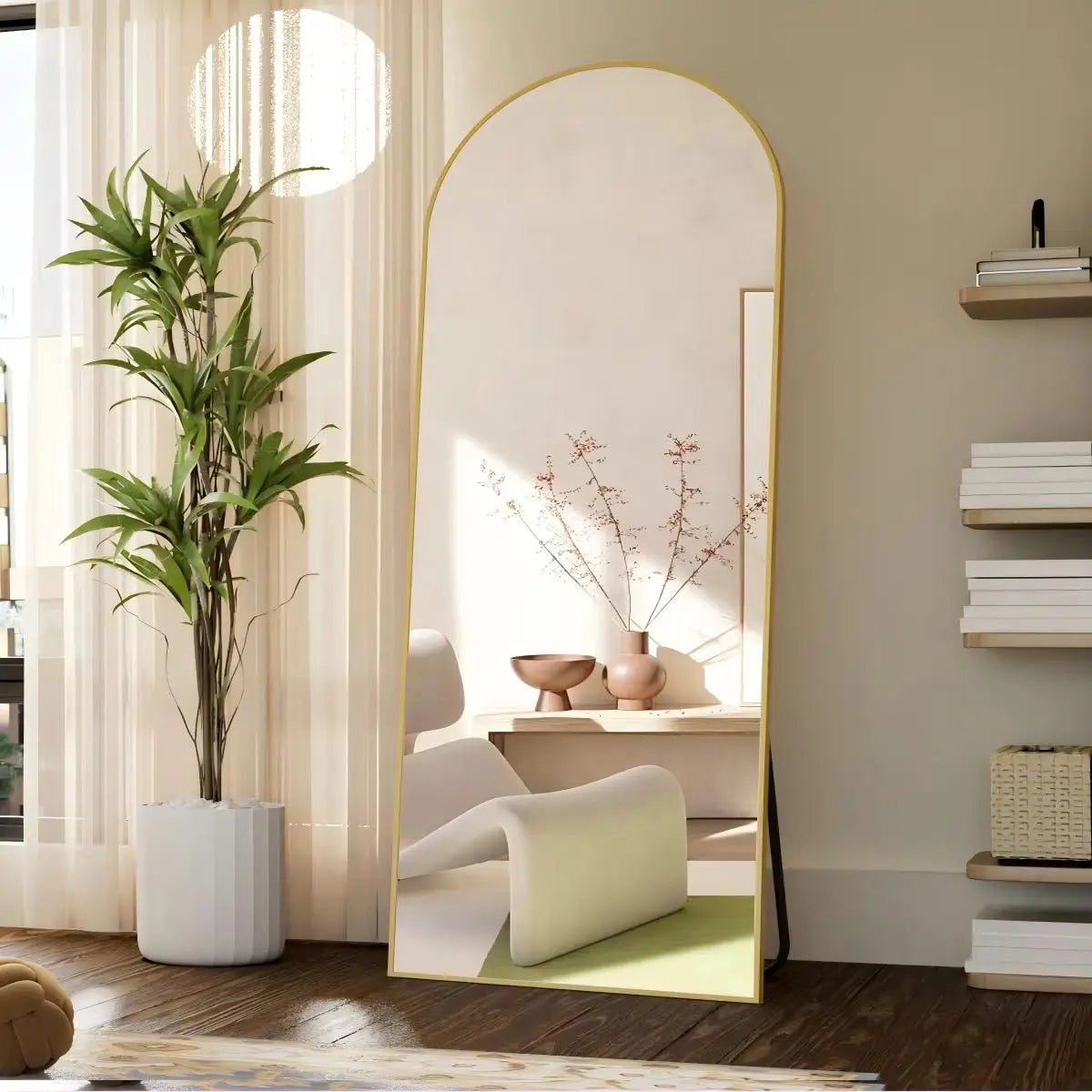 Arched Full Length Floor Mirror 71x26 Glass Modern Minimalist