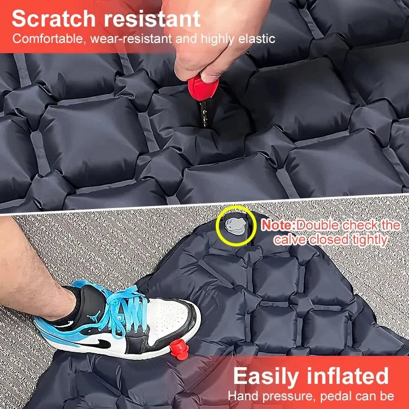 Outdoor Camping Inflatable Mattress Ultralight Air Mat with Built-in Pump Hiking Sleeping Pad Pillow