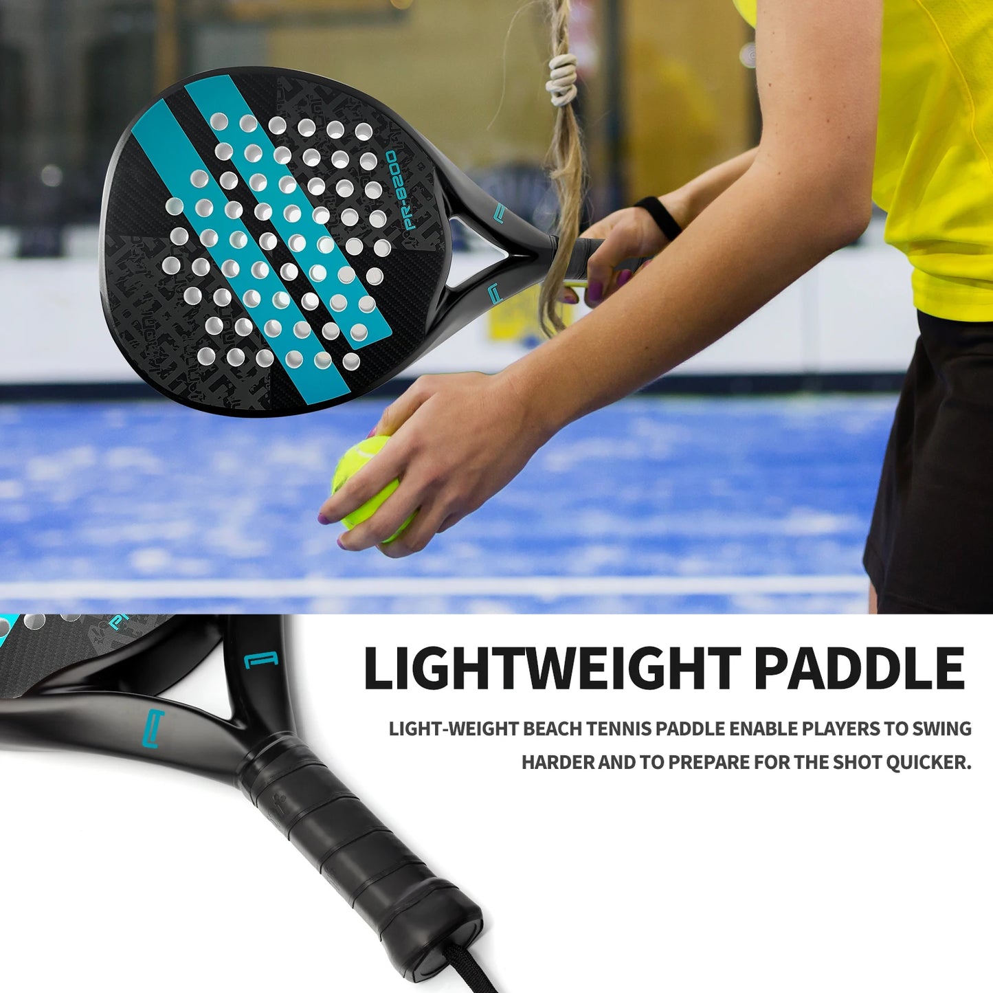 IANONI Padel Racket Carbon Fiber Surface with EVA Memory Flex Foam Core Lightweight Padel Racquet