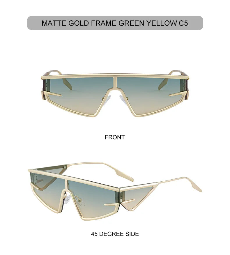 Y2K Punk Shield Sunglasses Square Frame UV400 Protection