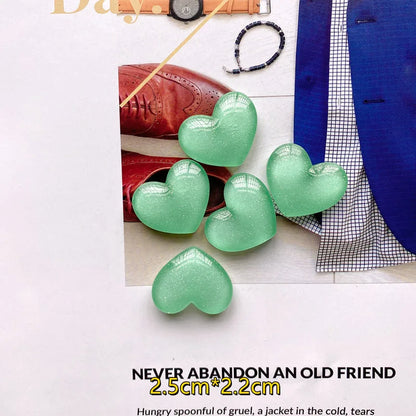 Heart-Shaped Glitter Colored Fridge Magnets Set, Resin 2.5x2.2 cm, 6 Pieces