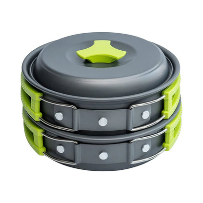 Camping Cookware Set Aluminium Alloy Portable Foldable With Plastic Handles