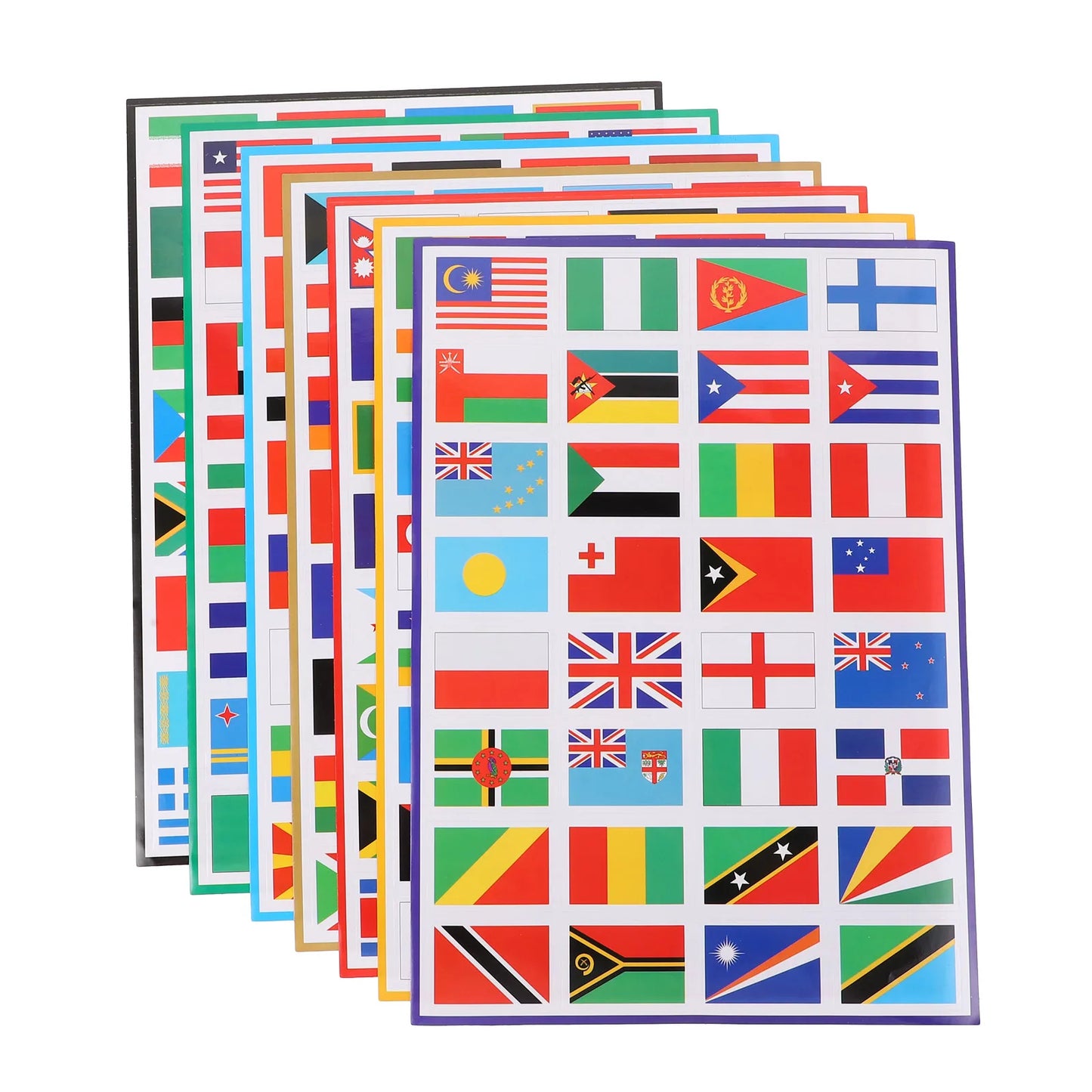 224PCS World Flags Stickers - 7 Sheets, Multi-Country Map & Football Team Decals for Travel, World Cup, Face & Laptop Decor