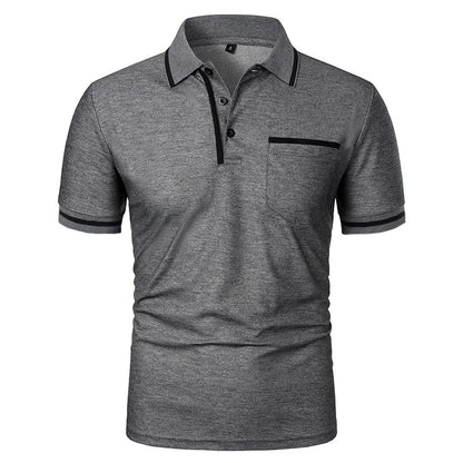 Men's Short Sleeve Polo Shirt Solid Polyester Breathable Casual