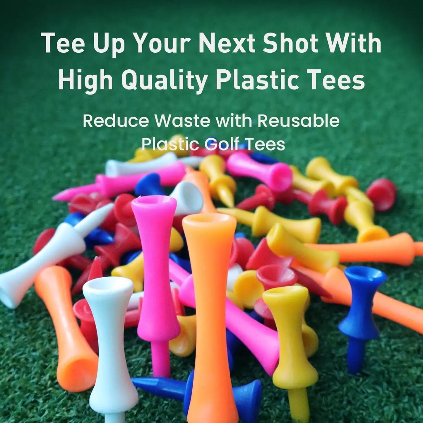 Plastic Golf Castle Tees Step Down Unbreakable Mixed or Same Height Value 50 Pcs, 2 3/4, 2 1/4, 2, 1 3/4, 1 1/2 Inch Length