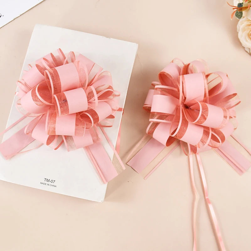 2/4/10Pcs Wedding Car Bow Ribbons Christmas Gift Wrap Packaging Decoration DIY Craft Flowers Birthday Party Supplies Valentines