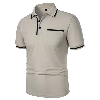 Men's Short Sleeve Polo Shirt Solid Polyester Breathable Casual
