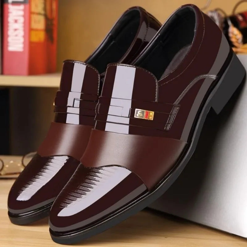 Mens Dress Shoes Waterproof Pointed Toe Casual Business Shoes