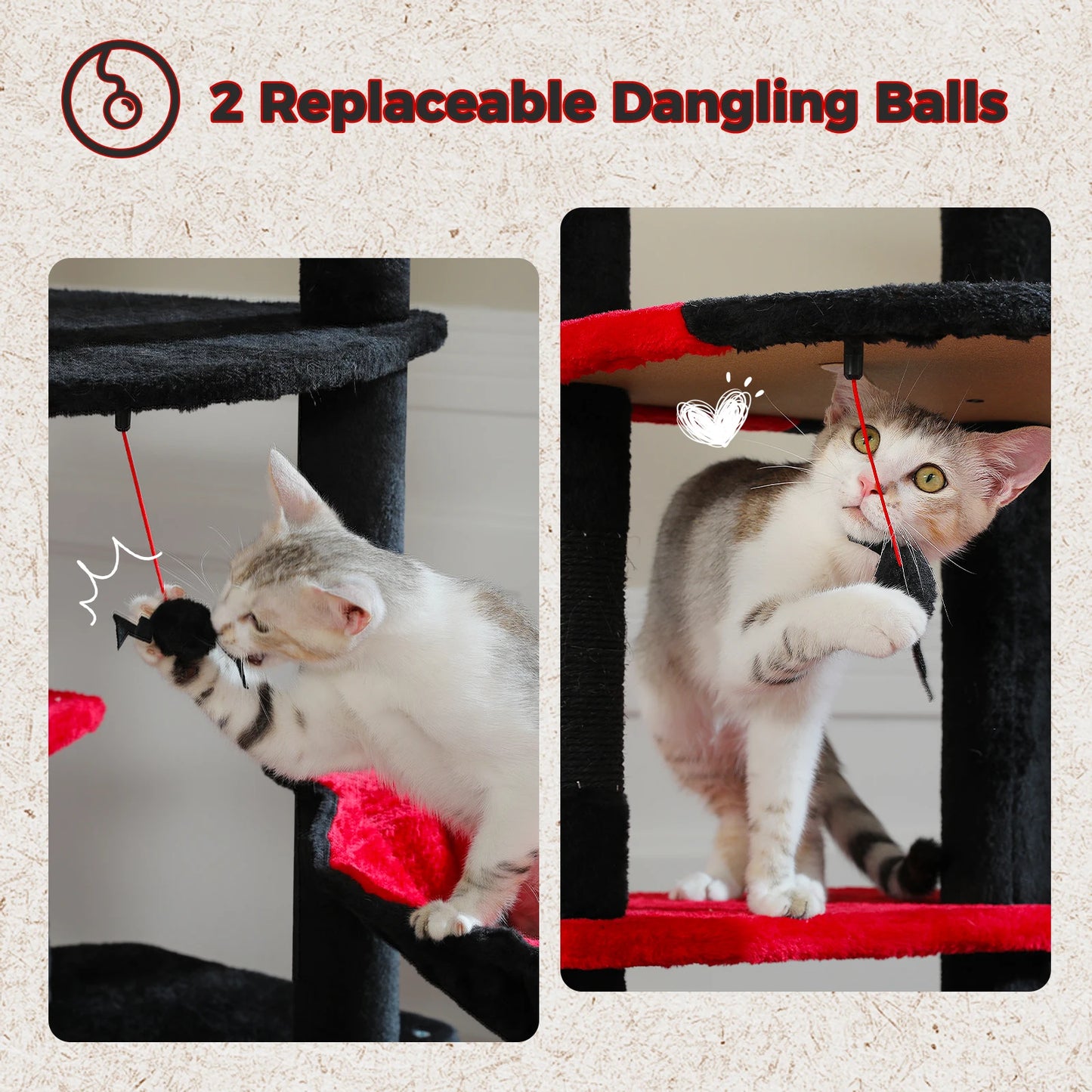 Floor to Ceiling Cat Tree with Sisal Scratching Posts Cozy Condo Hammock Adjustable Height Tall Cat Tower for Indoor Cat Toys