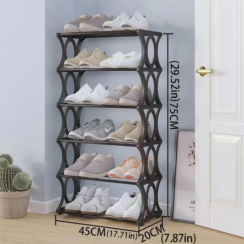 4-6 Tier Metal Shoe Rack Shoe Storage Organizer, Freestanding Durable Narrow Shoe Rack, Vertical Slim Shoe Tower, Multifunctional Heavy-Duty Storage Unit Shoe Rack, Entryway Shoe Rack Space-Saving Shoe Rack, Suitable for Clos