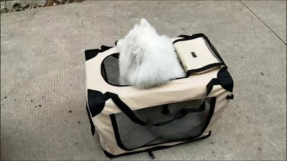 Nylon Car Travel Pet Carrier Folding Cage For Medium And Large Dogs