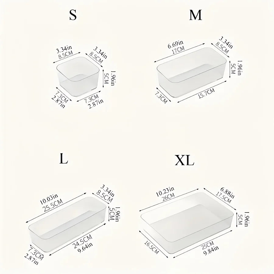 4/7/8pcsTransparent Cosmetic Storage Boxes, Drawer Built-in Separation and Organizing Box, Desktop Office Stationery Storage Box