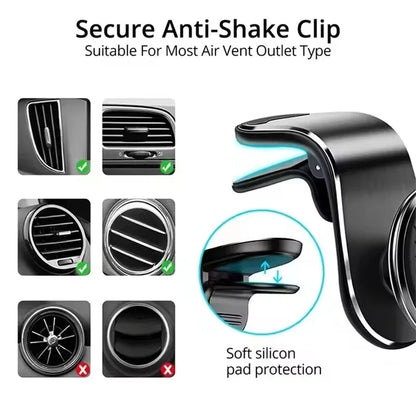 Magnetic Car Phone Holder Air Vent Mount For Smartphones Black