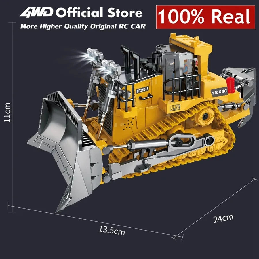 4WD Remote Control Excavator 4x4 Alloy Dump Truck Bulldozer Radio Model RC Car Construction Vehicle Toy Children Kids Gifts