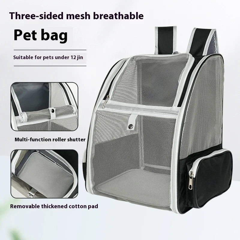 Practical, foldable cross-border pet bag. New style for cats and dogs, portable, breathable, spacious. Portable cat backpack.