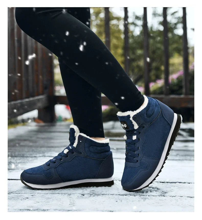 Winter Snow Boots Men Plush Warm Women Boots Suede Leather Ankle Boot Comfortable Light Couple Waterproof Sneakers Big Size 48