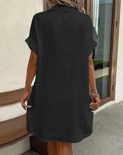 Women's Solid V-Neck Knee-Length Dress Three-Quarter Sleeves Polyester Jersey