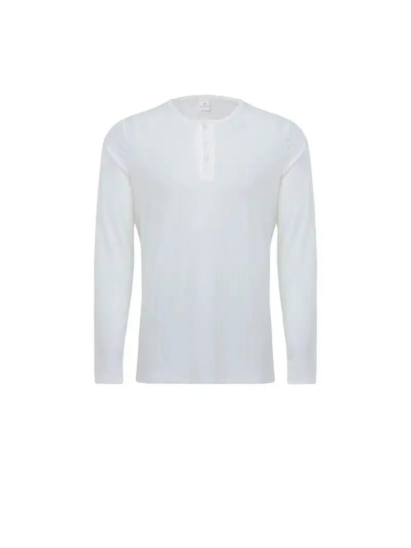 Autumn Men's Collarless Breasted Henry Shirt Top Fitness High Stretch Base Shirt Solid Color Plus Size Casual Long Sleeve