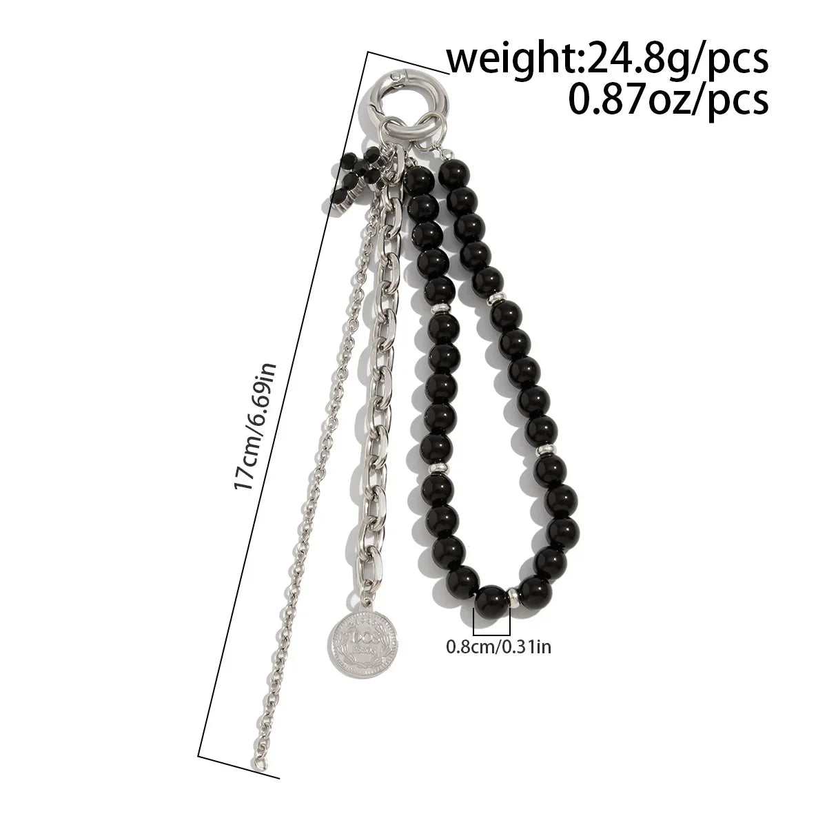2025 New Pearl Beadeds Chain Keychain Ccb Peach Heart Bead Bag Chain Pendant Jewelry Accessories Daily Wear Keychain Gifts