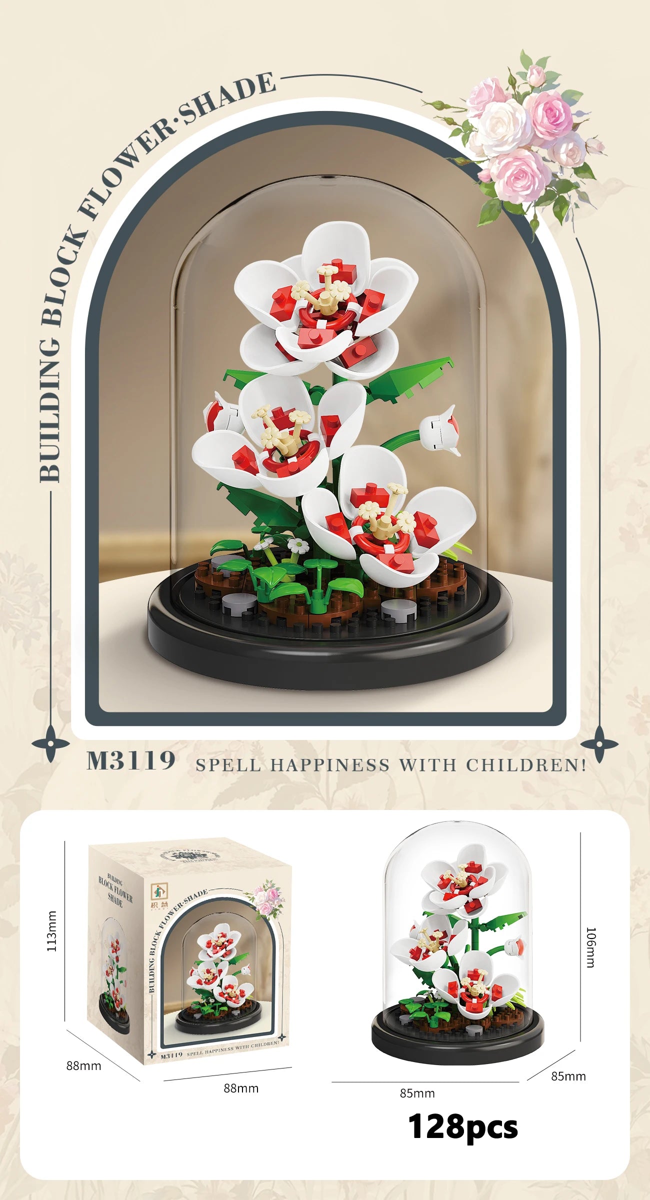 Eternal Flower Bouquet Bonsai – Micro Building Blocks Puzzle Toy for Kids, Birthday & Christmas Gifts