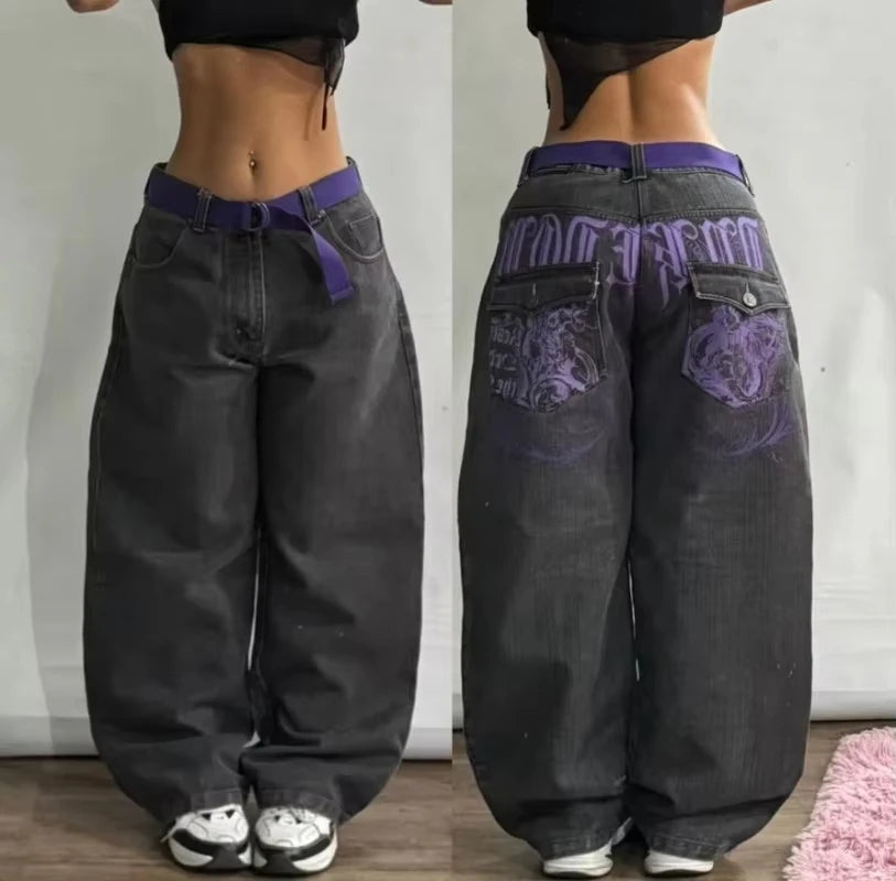 Streetwear New Fashion Oversized Print Baggy Jeans Y2K Harajuku Hip-hop Vintage Pop Gothic High Waist Wide-leg Pants Trousers