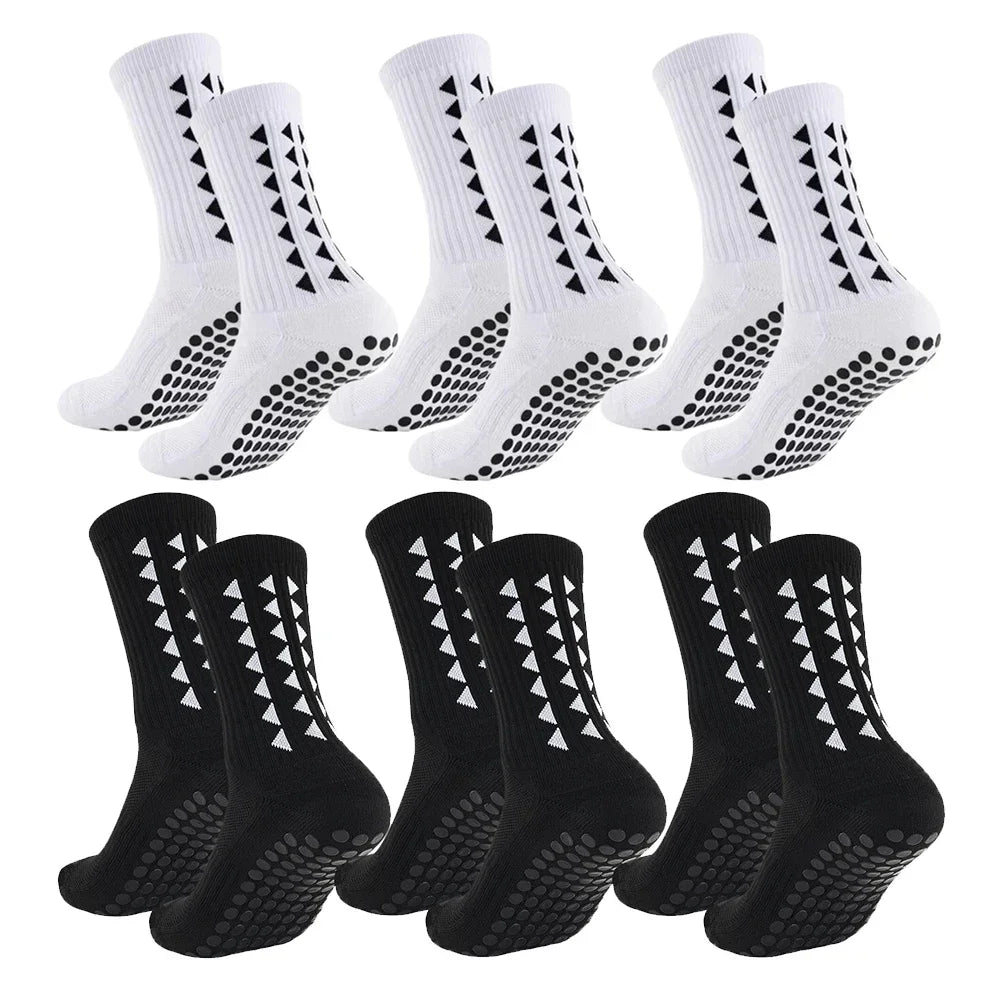 6 Pairs Multi-Sport Grip Socks, Towel Bottom Anti-Slip for Football Running Gym, Mens Womens Athletic Socks Set, Men Socks