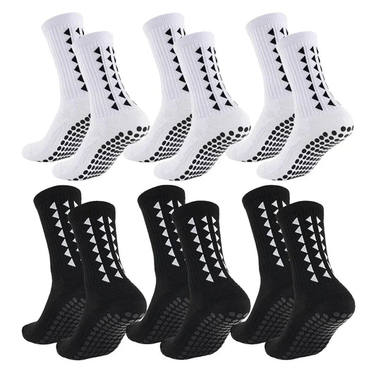 6 Pairs Multi-Sport Grip Socks, Towel Bottom Anti-Slip for Football Running Gym, Mens Womens Athletic Socks Set, Men Socks