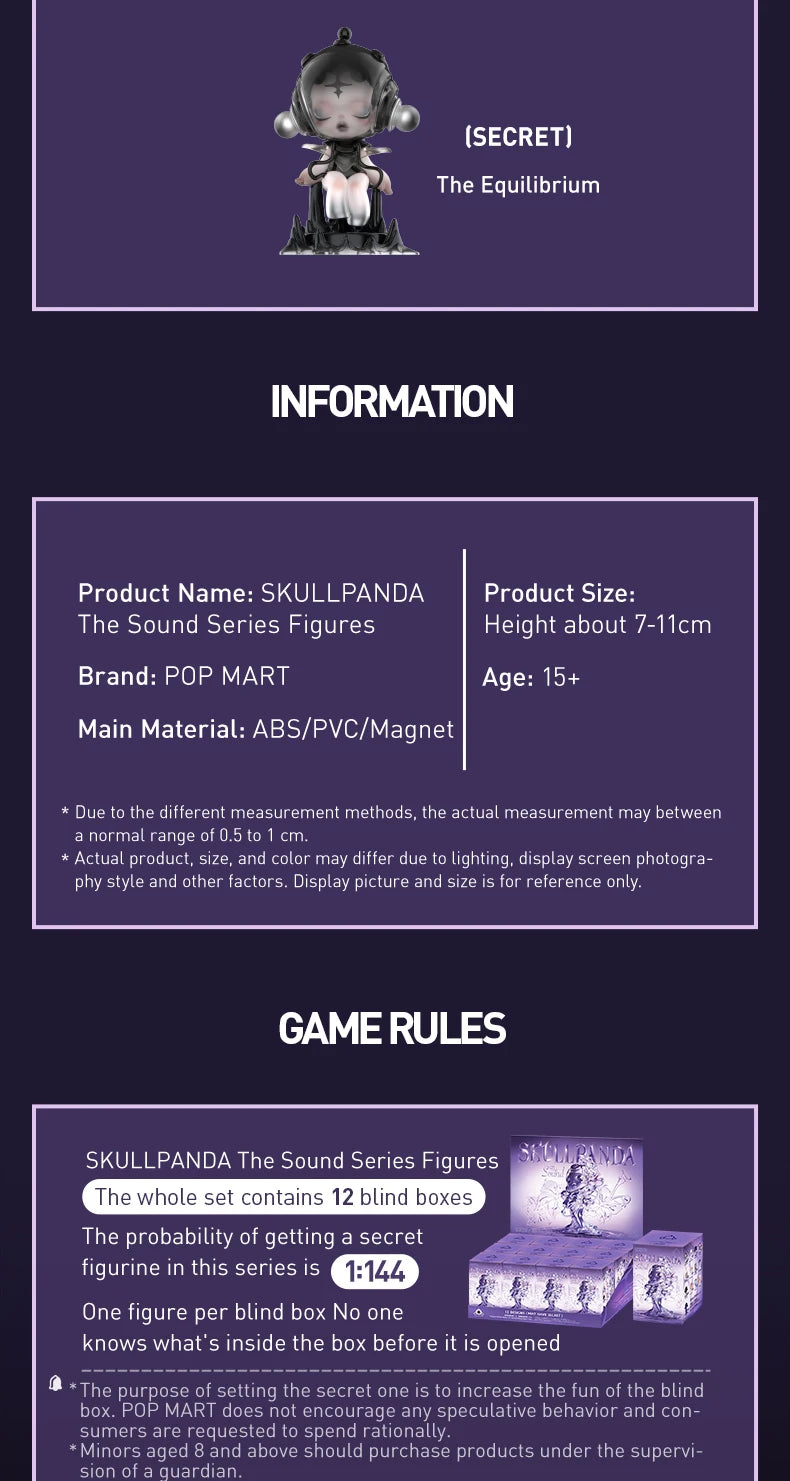 POP MART Skullpanda The Sound Series Blind Box Mystery Box Guess Bag Toys Doll Cute Anime Figure Desktop Ornamentsdel Girls Gift