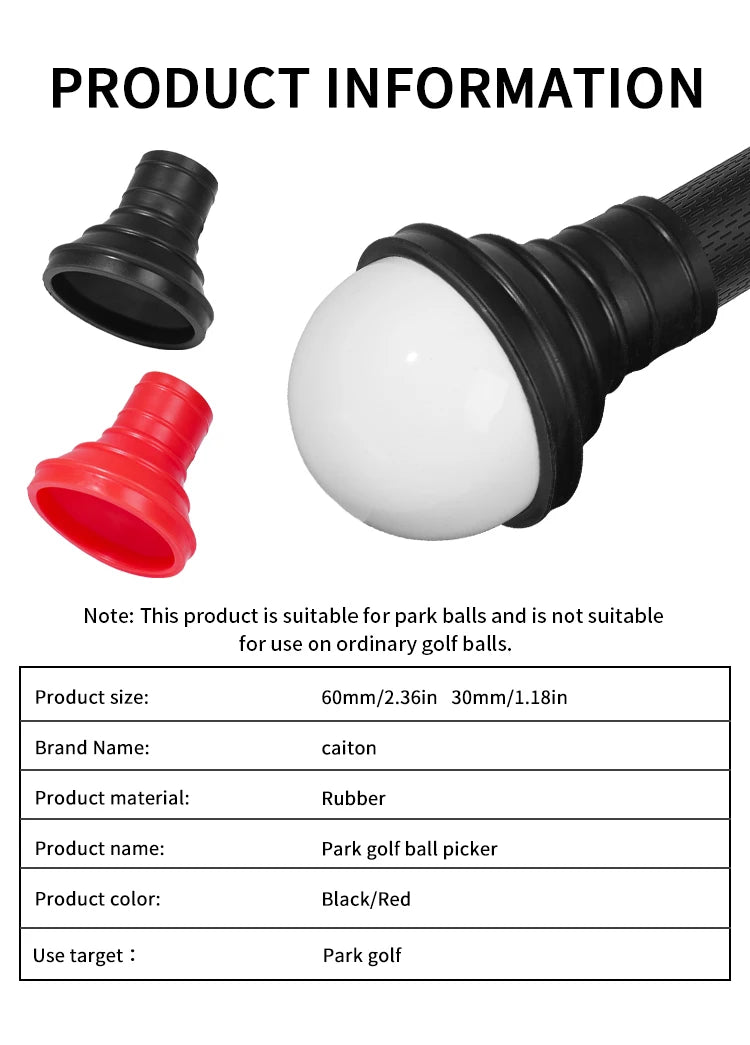 Caiton Park Golf Ball Retriever, Soft Rubber, Effortless Pickup, No Bending, Quick & Easy Installation, Essential Golf Accessory