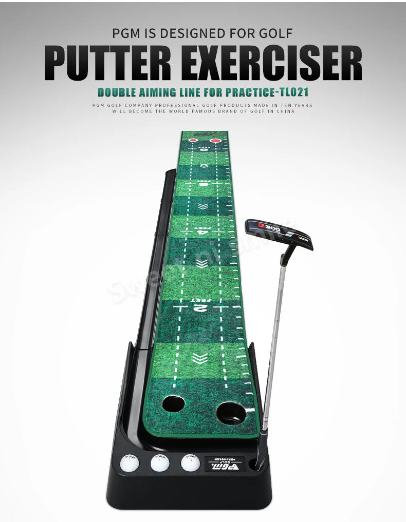 PGM TL021 3M Golf Putting Mat Golf Putter Trainer Green Carpet Practice Set Ball Return Mini Golf Putting Green Fairway Mat