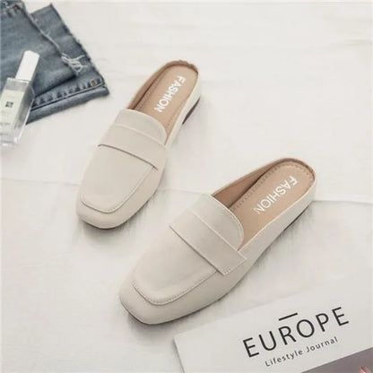 Women Leather Slip-On Flat Shoes PU Insole Casual Comfort