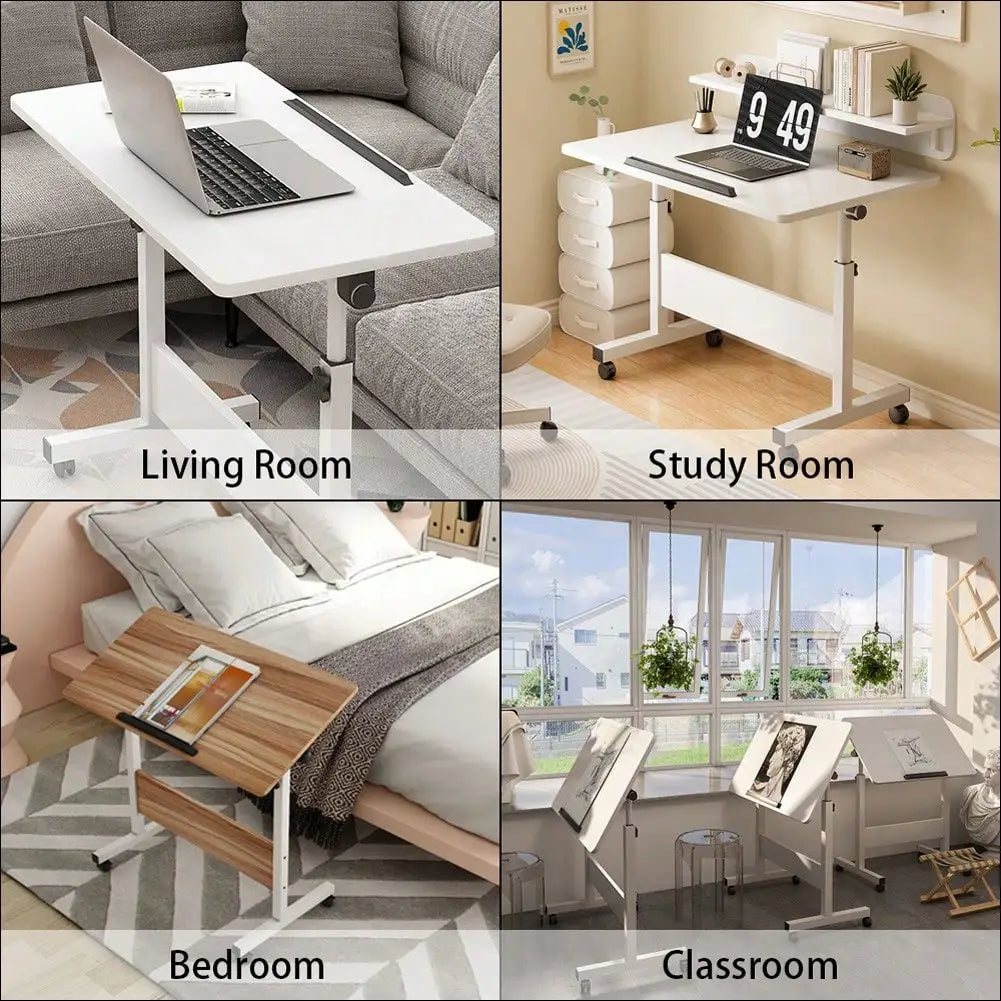 Adjustable Height Mobile Standing Desk with Wheels, Stand Up Desk for Home Office, Rolling Laptop Computer Workstation Table