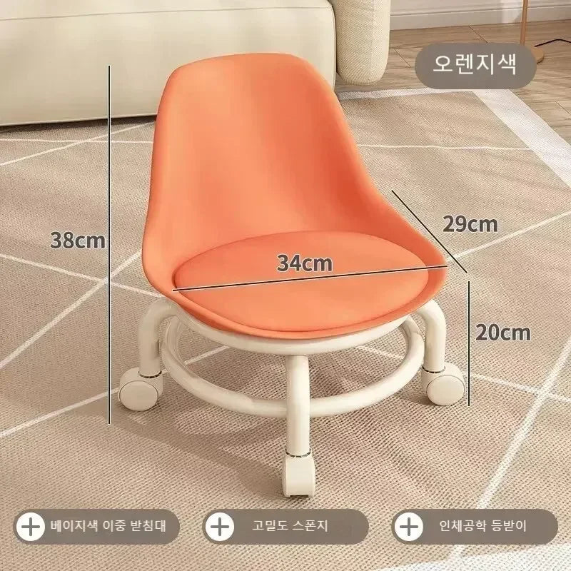 Household Backrest Pulley Low Stool Waist Protection 360 Degree Rotating Versatile Round Stools Modern Simple Universal Wheel