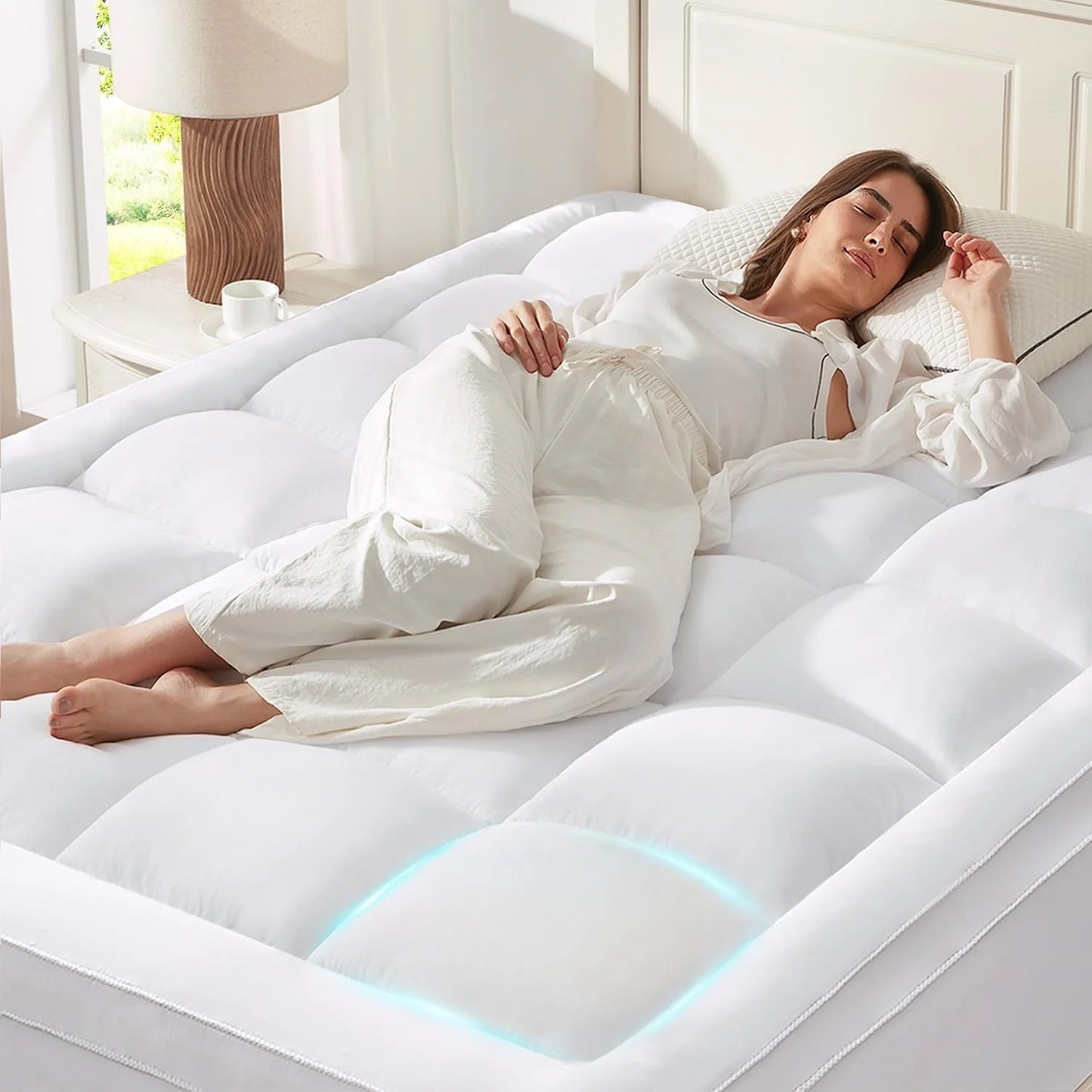 Mattress Topper, Extra Thick Pillowtop, Cooling and Plush Mattress Pad Cover Top Bed Topper Protector with 8-21 Inch Deep Pocket