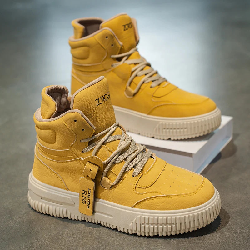 Leather Ankle Boots For Men Lace Up Non Slip Sole Winter Boots