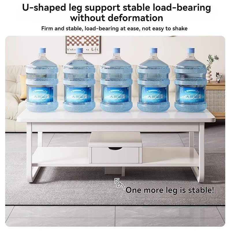 Modern minimalist coffee table, small apartment, living room, sofa, nearby balcony, tea table, rental room, rectangular tea tabl