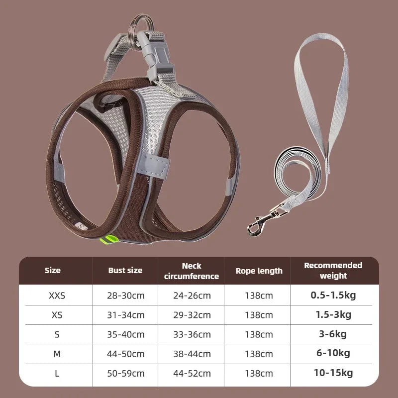 Pet Things Cat Accessories Cute Adjustable Cat Collar and Leash Set for Walking Safe Reflective Soft Comfortable Vest