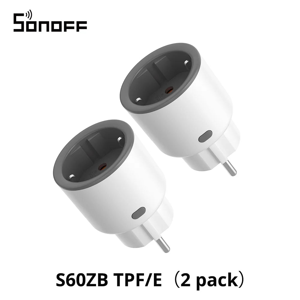 1-4 PCS SONOFF S60ZB EU iPlug Zigbee Smart Plug Energy Monitoring Wireless Socket Timer Smart Switch Work With Google Home Alexa