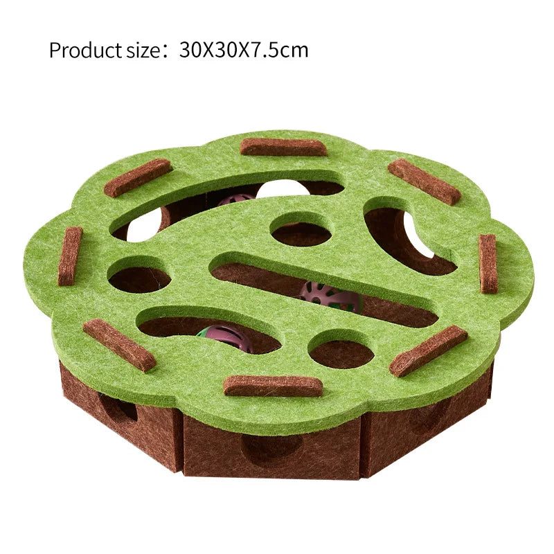 Interactive Felt Cat Puzzle Toy with Maze Tunnel