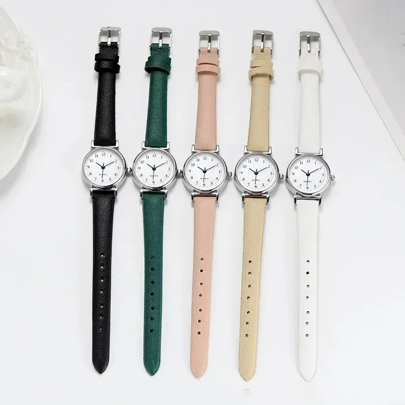 Women’s Fashion Quartz Watch with Small Dial – Elegant Leather Strap Casual Timepiece