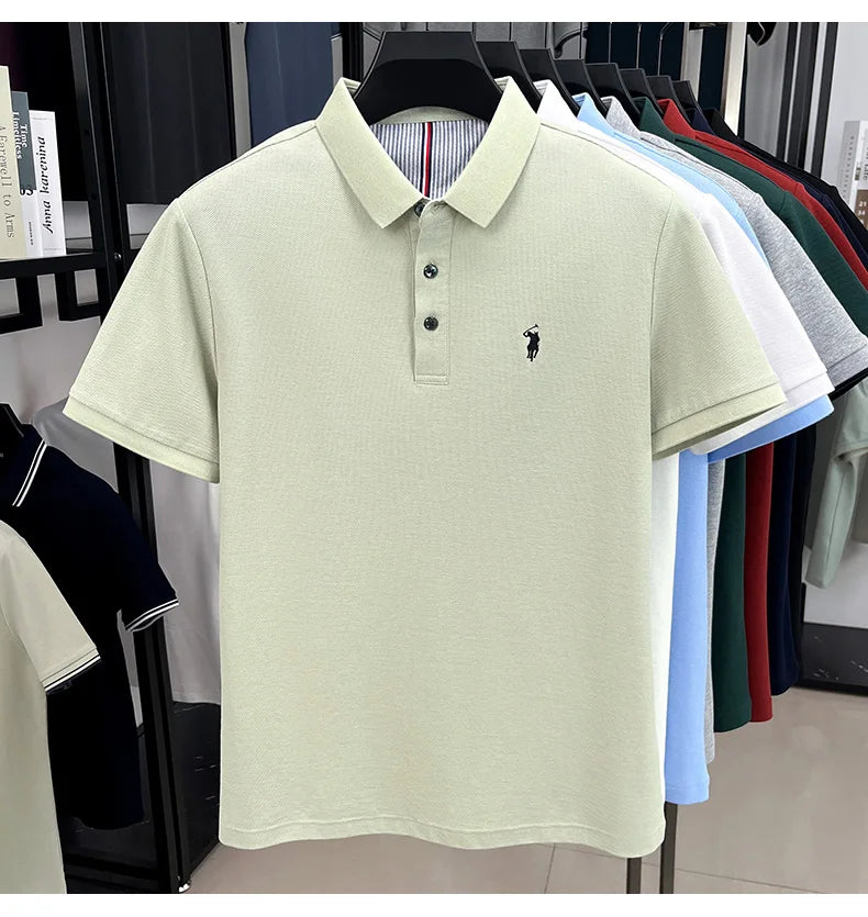 100% pure cotton high-end brand men's short sleeve polo shirt summer fashion original pony embroidery golf Paul  casual T-shirt