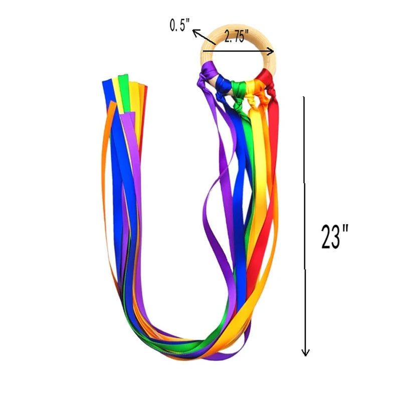 Montessori Style Sensory Toy BPA-free Non-toxic Baby Ribbon Ring Newborns Upwards Develop Colour Recognition Sensory Toy