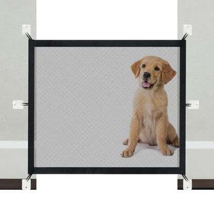 Dog Barrier Fence With 6 Hooks Folding Breathable Mesh Playpen