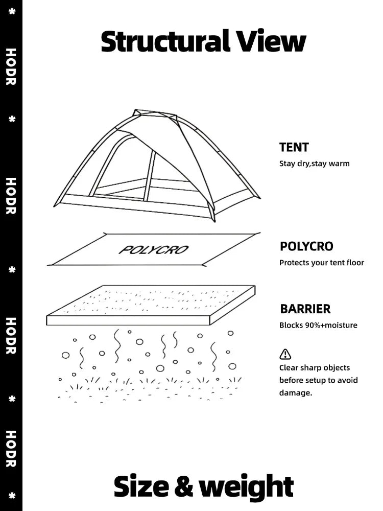Ultralight Polycro Footprint 69g — Waterproof Tent Groundsheet Tarp Mat, Compact Portable Camping Gear, Hiking Shelter Accessory