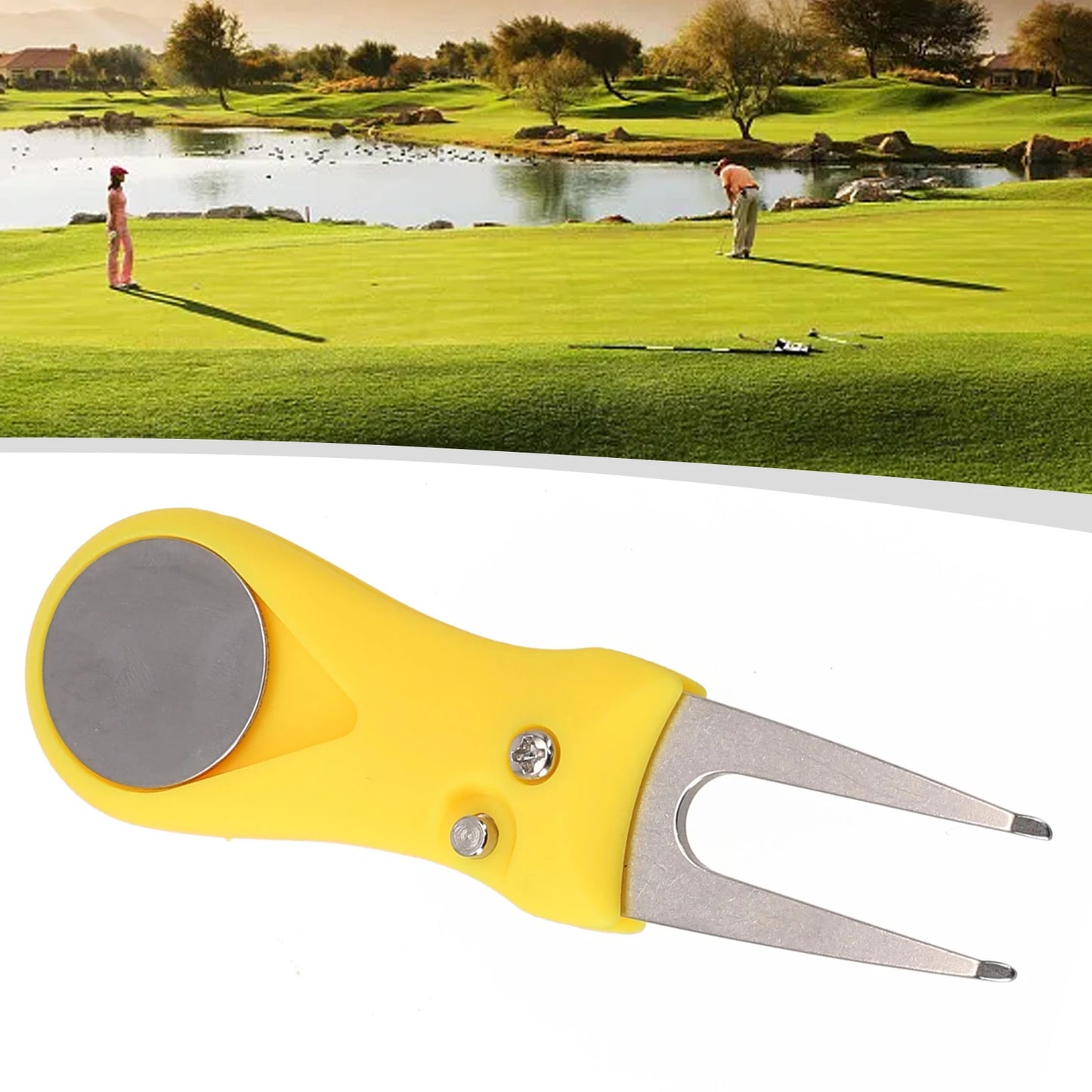 1pc Golf Divot Repair Tool With Ball Marker Pitch Mark Fork Golf Pitchfork Hot Sale Golf Accessories Putting Fork Golf Training